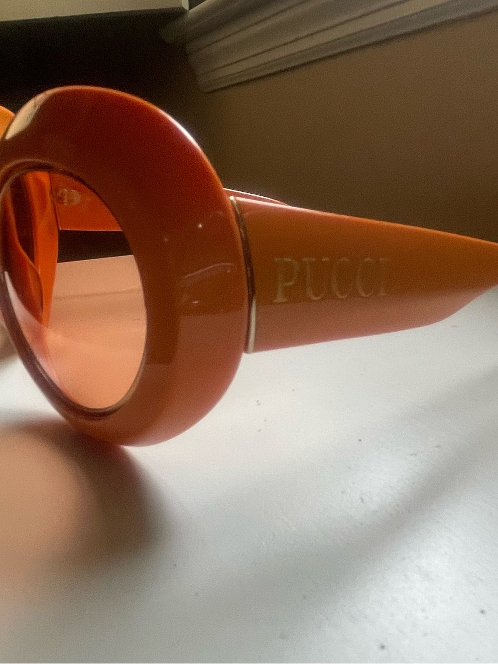 Emilio Pucci Bold Retro Round Sunglasses in Orange - Picture 7 of 8